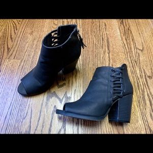 Black open toe booties